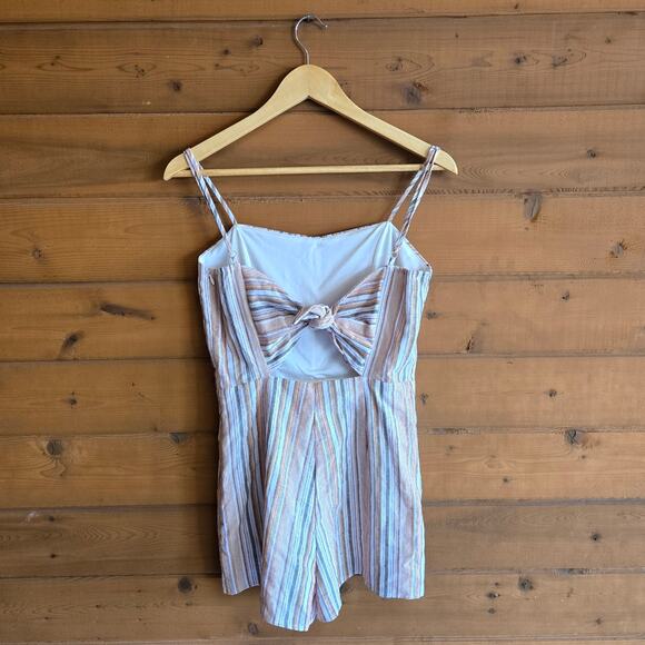 Altar'd State Apricot Striped Romper NWT M Open Tie Back Sleeveless Boho Summer - Picture 3 of 5